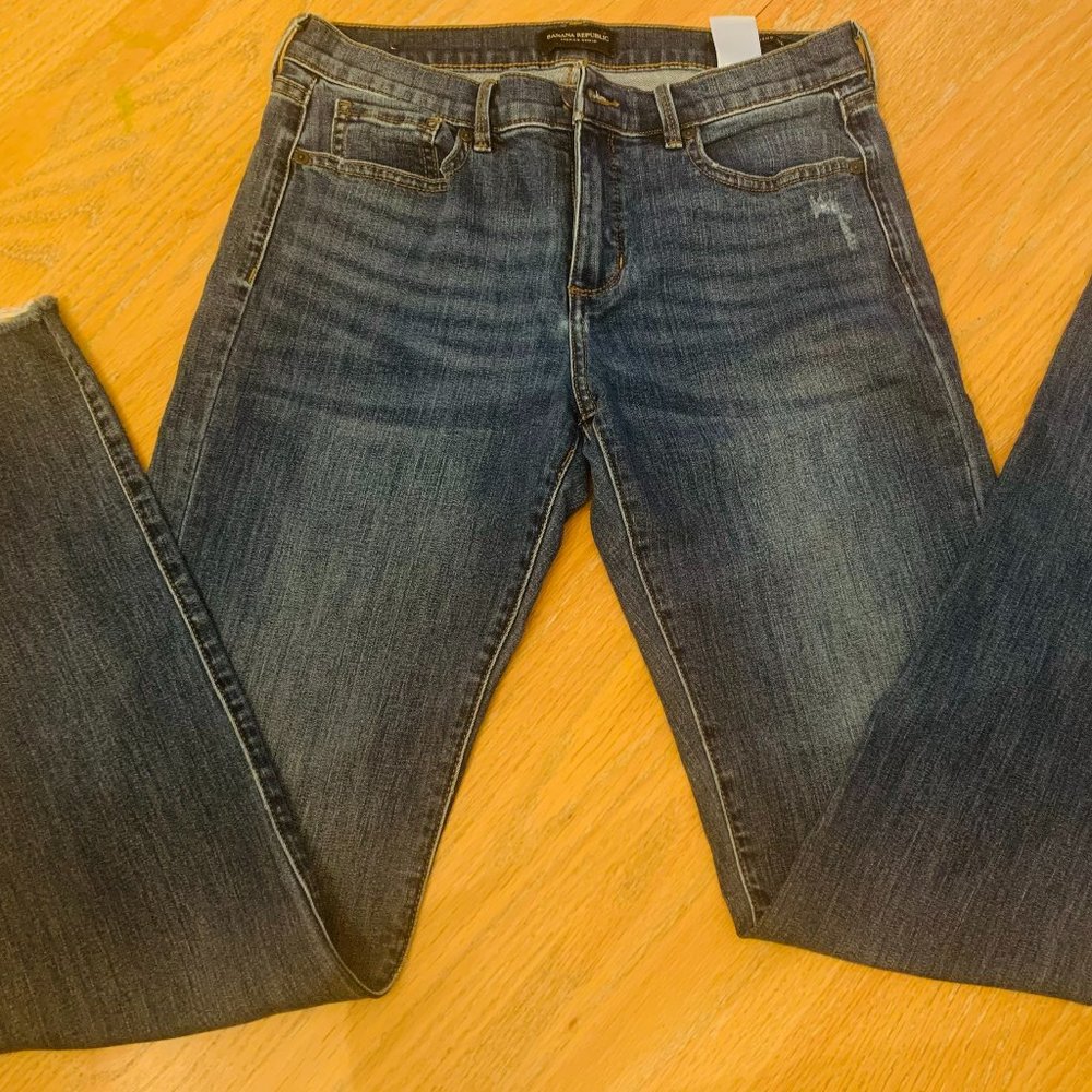 Banana Republic Girlfriend Jeans with Cut-off Bottom